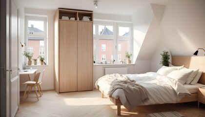 Fototapeta premium Scandinavian bedroom interior design bedroom