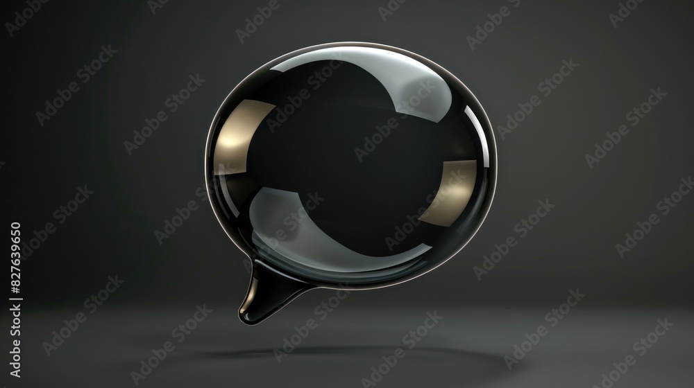 Poster a black and shiny object that looks like a bubble. it is a symbol of communication and connection