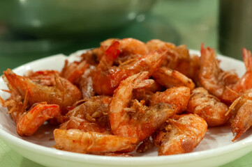 Close up of crispy fried shrimp Chinese style