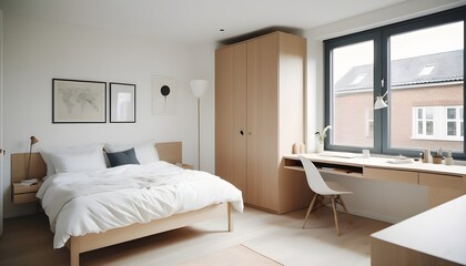 Fototapeta premium Scandinavian bedroom interior design bedroom