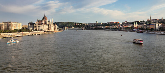 The stunning panoramic view of Budapest with the beautiful Danube River.