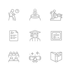 Set line icons of university