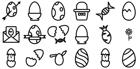 Mega Set Of Vector Egg Line Icons Collection Isolated Silhouette Solid Icons Including Easter,Egg,Cracked-Egg,Rabbit Infographic Simple Vector Illustration Logo