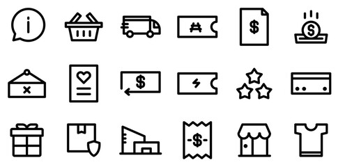 Mega Set Of Vector Ecommerce Outline Vector Symbols Apps, Websites Ui Designs Suitable For Shopping,Buy,Special-Offer,Coupon,Shop Vector Icon Set Linear Pictogram Pack