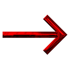 Red colored straight 3d chrome metal effect forward arrow transparent background graphic elements.