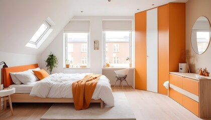 Fototapeta premium Scandinavian bedroom interior design bedroom
