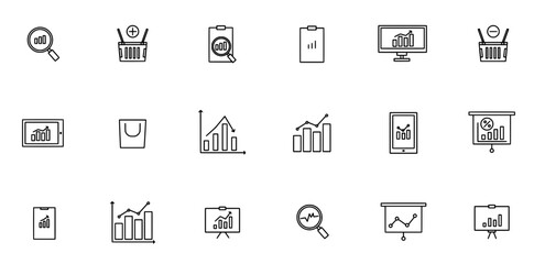 Set Of Commerce Isolated Silhouette Solid Icons With Commerce,Charts,Economics,Finance Solid Icon Collection. Vector Illustration