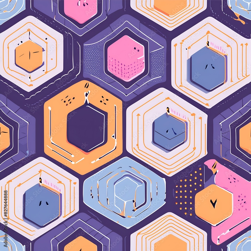 Aufkleber seamless pattern with elements hexagon arranged in honeycombs