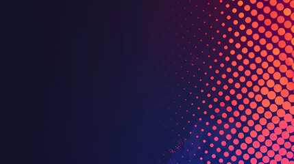 Abstract digital artwork featuring a vibrant gradient of red and purple dots transitioning into a dark blue background.