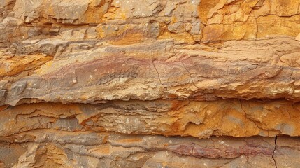 A detailed view of a rocky surface displaying various colors and textures