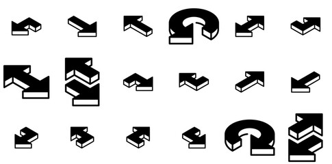 Mega Set Of Vector Arrows Isometric Icons Collection Isolated Silhouette Solid Icons Including Turn,Isometric,Arrow,Direction,Up Infographic Simple Vector Illustration Logo