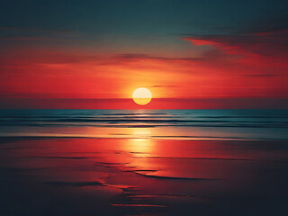 Obraz premium A sunset over a beach with abstract background