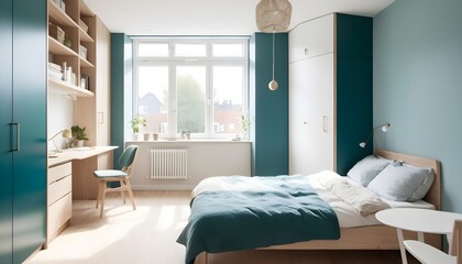 Fototapeta premium Scandinavian bedroom interior design bedroom