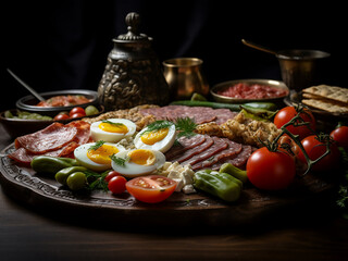 A tantalizing spread of Turkish breakfast delights awaits on the table