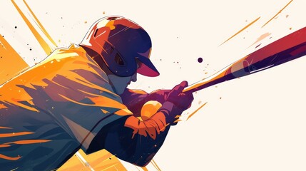 A baseball player s silhouette is poised and ready to swing at the ball in a striking 2d image set against a white backdrop