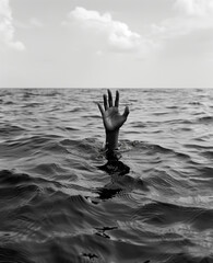 Fototapeta premium Hand above the water surface.Minimal creative sport concept