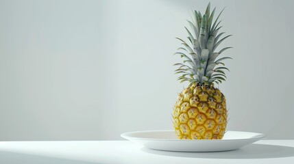 Pineapple arranged on a white plate Eat it as a snack.