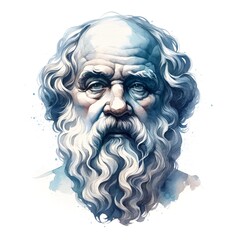 Watercolor portrait illustration of Socrates.