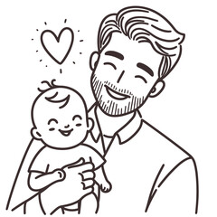 happy fathers day line art illustrator