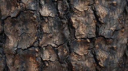 A detailed view of a tree trunk displaying the barks texture