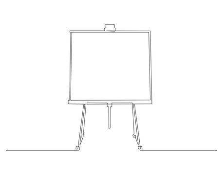 recommend clip art: Continuous one line drawing of standing whiteboard. One line drawing illustration of whiteboard for explaining. Presentation for work concept continuous line art. Editable outline.