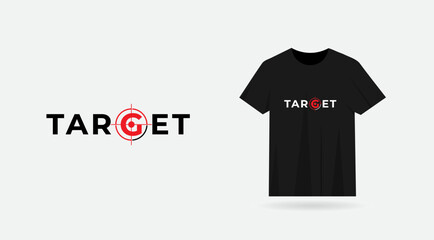 Target t-shirt design. Target typography prints ready t-shirt design vector with a black color t shirt. Business. Clothing. Soldier. Target typography vector. Sniper.