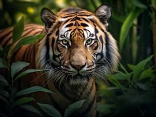 Nature's masterpiece a tiger's portrait in its jungle habitat