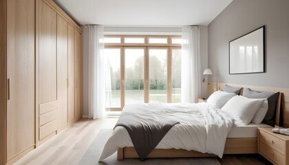 Fototapeta premium Scandinavian bedroom interior design bedroom