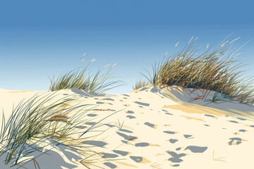 Essence of Nature: Grass and Sand Dunes Under the Sun
