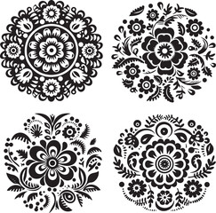 Floral Fok Art Vector Set