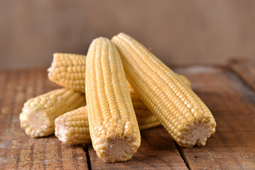 corn natural food healthy delicious vegan cooked green corn on wooden table