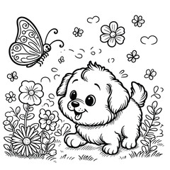 Obraz premium happy international dog day line art illustration