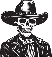 Skeleton Cowboy Skull Vector