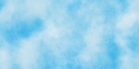 Panoramic grunge texture with color blue, sky of winter morning with clouds, Abstract Sky cloud landscape blue background with tiny clouds, shiny and clear painted light blue clouds watercolor.