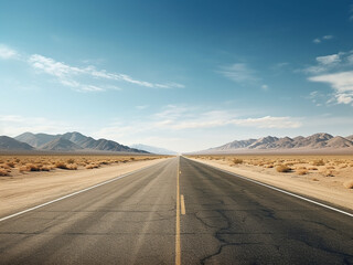 Endless road stretches through Southwest America's barren beauty
