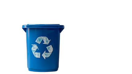 Recycling bin, blue, isolated