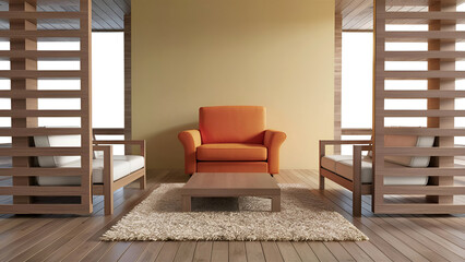 Abstract illustration of a modern comfortably arranged living room, generated ai