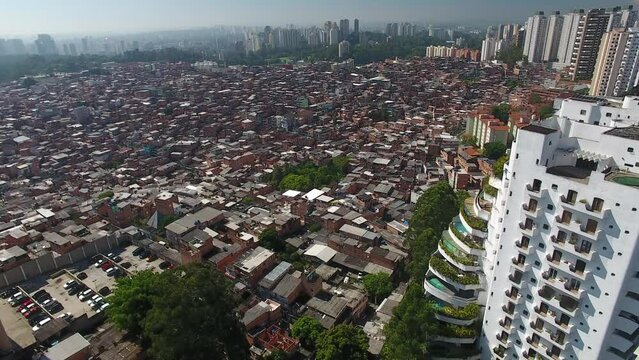 Aerial view of Parais&oacute;polis Favela - S&atilde;o Paulo, Brazil