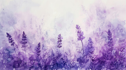 painting watercolor flower background illustration floral nature. lavender flower background for greeting cards weddings or birthdays. Flowers on a dark background. Copy space. © Diana