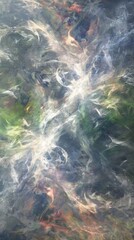 Obraz premium Abstract painting featuring a vibrant green and yellow flower in a dynamic, expressive dance