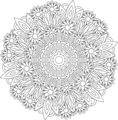 floral mandala leaves garden detailed adult coloring page botanical zentangle leaves Christmas intricate detailed circular mandala