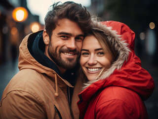 Obraz premium Affection-filled moments captured as this couple savors their outdoor date