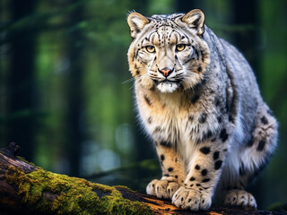 Obraz premium In awe-inspiring photos, lynx and snow leopards roam the wild