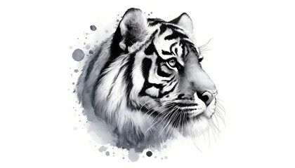 Watercolor illustration of a Bengal tiger head.