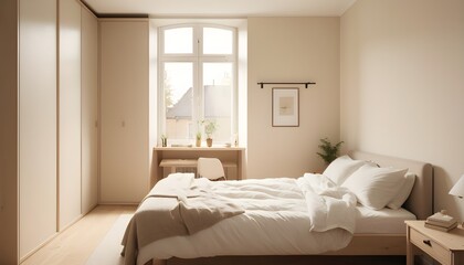 Fototapeta premium Scandinavian bedroom interior design bedroom