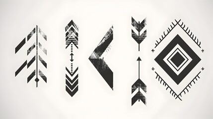 Monochrome Tribal Arrows and Geometric Patterns