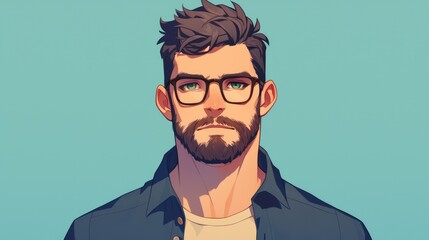 Fototapeta premium A young man sporting a bearded avatar persona