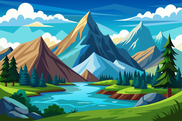 Beautiful Winter Landscape vector art.