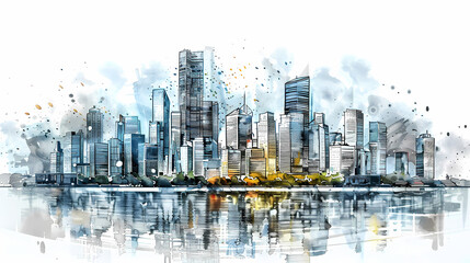 Fototapeta premium Concept Smart city for web page, banner, presentation, social media. Smart city concept with different icon and elements. city design technology for living.