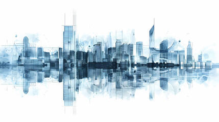 Obraz premium Concept Smart city for web page, banner, presentation, social media. Smart city concept with different icon and elements. city design technology for living.
